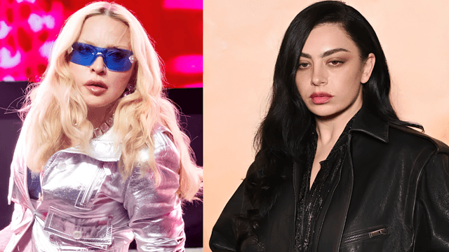 Two women with distinct styles; one in silver attire and sunglasses, the other in black leather.