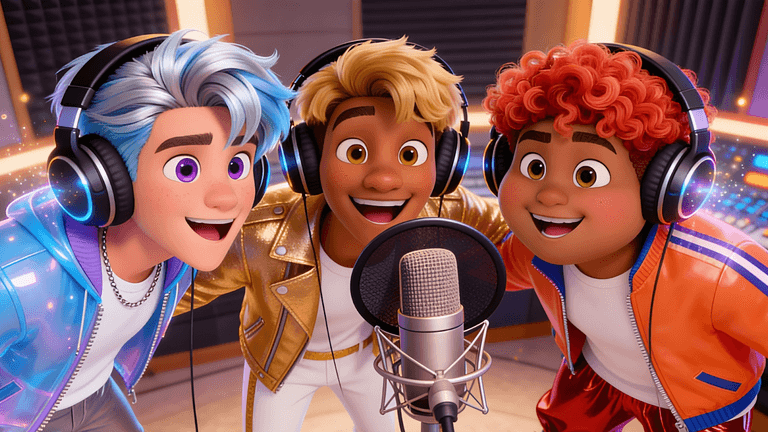Pedro Henrique Lopes directing virtual boyband DreamGuyz, combining music, animation, storytelling, innovation, collaboration, and global digital engagement in creative business environment.