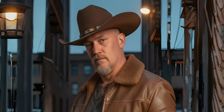 Rob Georg poses in a cowboy hat and leather jacket, reflecting his rugged, heartfelt music style.